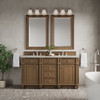 Bristol 60" Double Vanity, Saddle Brown, w/ 3 CM Siberian Silestone Top w/FreePower Wireless Charger