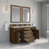 Bristol 60" Double Vanity, Saddle Brown, w/ 3 CM Siberian Silestone Top w/FreePower Wireless Charger