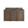Bristol 60" Double Vanity, Whitewashed Walnut w/ 3 CM Parisien Bleu Silestone Top