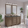 Bristol 60" Double Vanity, Whitewashed Walnut w/ 3 CM Parisien Bleu Silestone Top