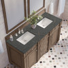 Bristol 60" Double Vanity, Whitewashed Walnut w/ 3 CM Parisien Bleu Silestone Top