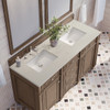 Bristol 60" Double Vanity, Whitewashed Walnut, w/ 3 CM Siberian Silestone Top