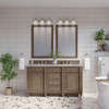 Bristol 60" Double Vanity, Whitewashed Walnut w/ 3 CM Victorian Silver Silestone Top