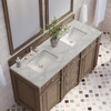 Bristol 60" Double Vanity, Whitewashed Walnut w/ 3 CM Victorian Silver Silestone Top