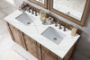 Bristol 60" Double Vanity, Whitewashed Walnut w/ 3 CM Ethereal Noctis Silestone Top w/FreePower Wireless Charger
