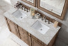 Bristol 60" Double Vanity, Whitewashed Walnut w/ 3 CM Victorian Silver Silestone Top w/FreePower Wireless Charger