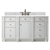 Bristol 60" Single Vanity, Bright White w/ 3 CM White Zeus Silestone Top