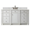 Bristol 60" Single Vanity, Bright White w/ 3 CM Eternal Jasmine Pearl Silestone Top w/FreePower Wireless Charger