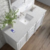 Bristol 60" Single Vanity, Bright White w/ 3 CM Eternal Jasmine Pearl Silestone Top w/FreePower Wireless Charger