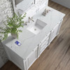 Bristol 60" Single Vanity, Bright White w/ 3 CM Ethereal Noctis Silestone Top w/FreePower Wireless Charger