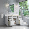 Bristol 60" Single Vanity, Bright White, w/ 3 CM Tajnar Eclos Top w/FreePower Wireless Charger