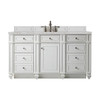 Bristol 60" Single Vanity, Bright White w/ 3 CM Victorian Silver Silestone Top w/FreePower Wireless Charger
