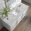 Bristol 60" Single Vanity, Bright White w/ 3 CM Victorian Silver Silestone Top w/FreePower Wireless Charger