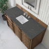 Bristol 60" Single Vanity, Saddle Brown w/ 3 CM Parisien Bleu Silestone Top