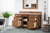 Bristol 60" Single Vanity, Saddle Brown w/ 3 CM White Zeus Silestone Top
