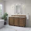 Bristol 60" Single Vanity, Saddle Brown, w/ 3 CM Siberian Silestone Top w/FreePower Wireless Charger
