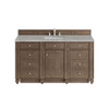Bristol 60" Single Vanity, Whitewashed Walnut w/ 3 CM Victorian Silver Silestone Top