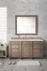 Bristol 60" Single Vanity, Whitewashed Walnut w/ 3 CM Ethereal Noctis Silestone Top w/FreePower Wireless Charger