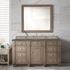 Bristol 60" Single Vanity, Whitewashed Walnut w/ 3 CM Parisien Bleu Silestone Top w/FreePower Wireless Charger