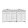 Bristol 72" Double Vanity, Bright White w/ 3 CM Victorian Silver Silestone Top