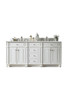Bristol 72" Double Vanity, Bright White w/ 3 CM Ethereal Noctis Silestone Top w/FreePower Wireless Charger