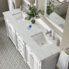 Bristol 72" Double Vanity, Bright White w/ 3 CM Ethereal Noctis Silestone Top w/FreePower Wireless Charger