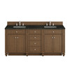 Bristol 72" Double Vanity, Saddle Brown, w/ 3 CM Phantome Eclos Top