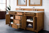Bristol 72" Double Vanity, Saddle Brown w/ 3 CM Ethereal Noctis Silestone Top w/FreePower Wireless Charger