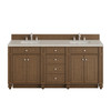 Bristol 72" Double Vanity, Saddle Brown, w/ 3 CM Siberian Silestone Top w/FreePower Wireless Charger