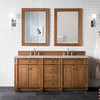 Bristol 72" Double Vanity, Saddle Brown w/ 3 CM Victorian Silver Silestone Top w/FreePower Wireless Charger