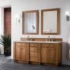 Bristol 72" Double Vanity, Saddle Brown w/ 3 CM Victorian Silver Silestone Top w/FreePower Wireless Charger