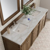 Bristol 72" Double Vanity, Saddle Brown w/ 3 CM Victorian Silver Silestone Top w/FreePower Wireless Charger