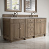 Bristol 72" Double Vanity, Whitewashed Walnut w/ 3 CM Victorian Silver Silestone Top w/FreePower Wireless Charger