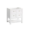 Breckenridge 30" Single Vanity, Bright White w/ 3 CM Carrara Marble Top