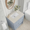 Breckenridge 30" Single Vanity, Serenity Blue, w/ 3 CM Siberian Silestone Top