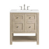 Breckenridge 30" Single Vanity, Whitewashed Oak w/ 3 CM White Zeus Silestone Top
