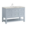 Breckenridge 48" Single Vanity, Serenity Blue, w/ 3 CM Victorian Silver Quartz Top w/FreePower Wireless Charger