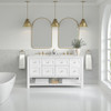 Breckenridge 60" Double Vanity, Bright White, w/ 3 CM Ethereal Noctis Quartz Top w/FreePower Wireless Charger