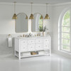 Breckenridge 60" Double Vanity, Bright White, w/ 3 CM Ethereal Noctis Quartz Top w/FreePower Wireless Charger