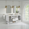 Breckenridge 60" Double Vanity, Bright White, w/ 3 CM Ethereal Noctis Quartz Top w/FreePower Wireless Charger