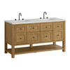 Breckenridge 60" Double Vanity, Light Natural Oak, w/ 3 CM Eternal Jasmine Pearl Quartz Top