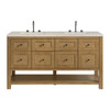 Breckenridge 60" Double Vanity, Light Natural Oak, w/ 3 CM Siberian Silestone Top