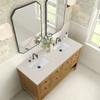 Breckenridge 60" Double Vanity, Light Natural Oak, w/ 3 CM Siberian Silestone Top