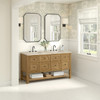 Breckenridge 60" Double Vanity, Light Natural Oak, w/ 3 CM Tajnar Eclos Top w/FreePower Wireless Charger