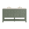 Breckenridge 60" Double Vanity, Smokey Celadon, w/ 3 CM Siberian Silestone Top