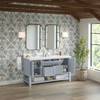 Breckenridge 60" Double Vanity, Serenity Blue, w/ Single Hole 3 CM White Zeus Quartz Top & Backsplash