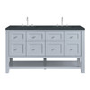 Breckenridge 60" Double Vanity, Serenity Blue, w/ 3 CM Charcoal Soapstone Quartz Top