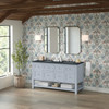 Breckenridge 60" Double Vanity, Serenity Blue, w/ 3 CM Charcoal Soapstone Quartz Top