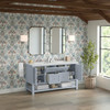 Breckenridge 60" Double Vanity, Serenity Blue, w/ 3 CM Ethereal Noctis Quartz Top