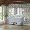 Breckenridge 60" Double Vanity, Serenity Blue, w/ 3 CM Lime Delight Quartz Top